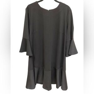 Moonbasa Dress Women’s Black Flare 3/4 Sleeve Solid Size Large Zip Up Back